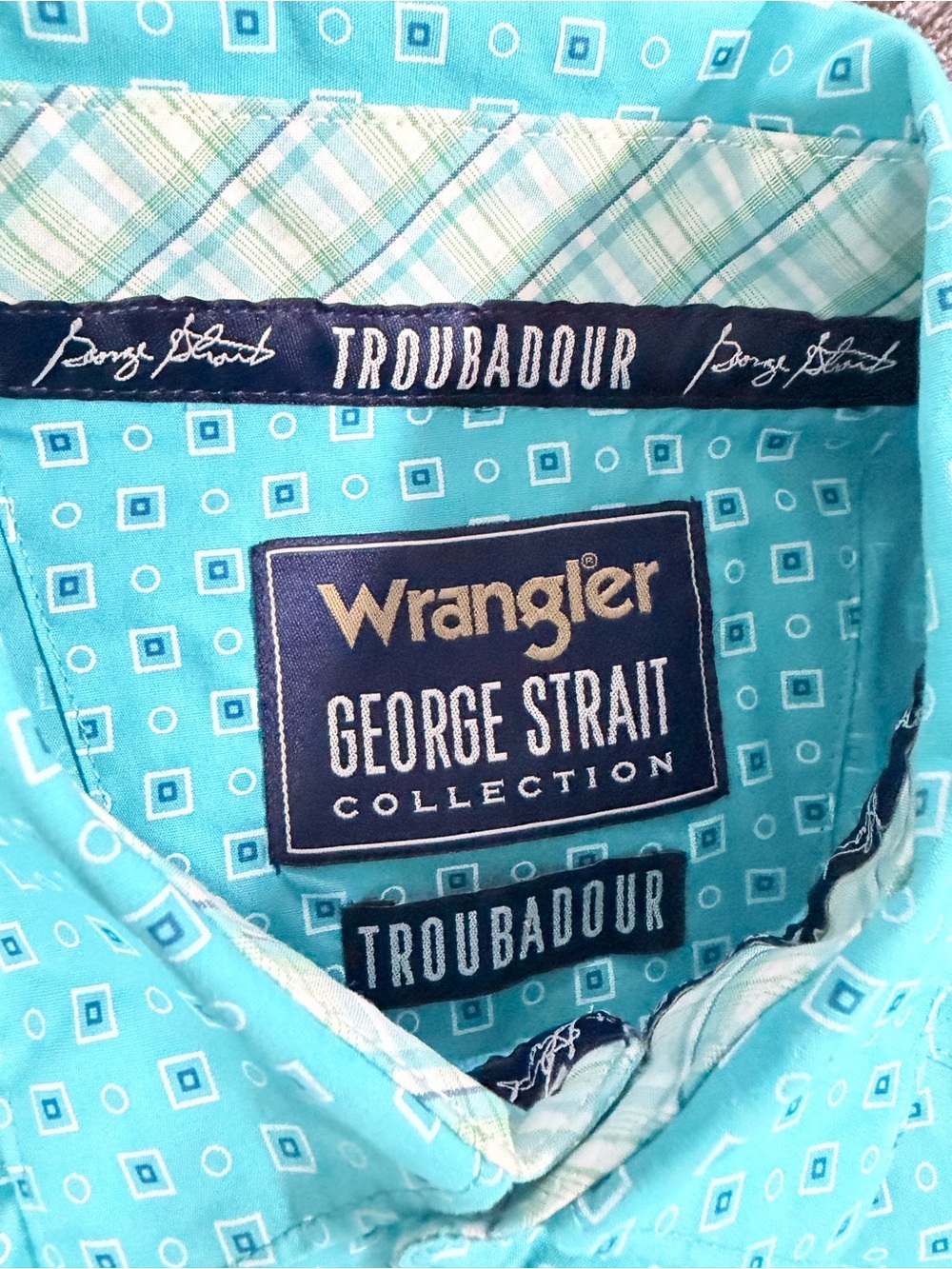 SKU 1313 Wrangler Men’s Turquoise Troubadour Button-Down Shirt